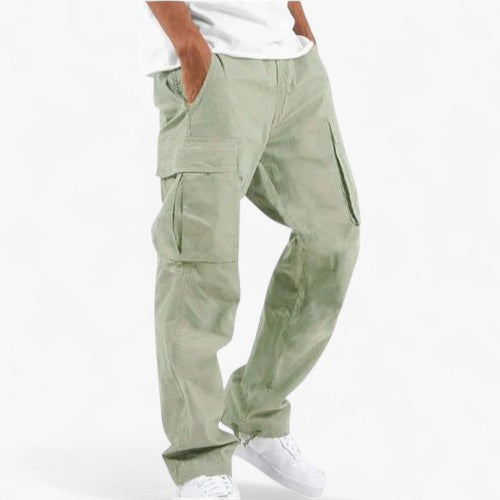 Pantaloni cargo da uomo : Heren Casual Cargobroek van Katoen met Zijzakken en Comfortabele Pasvorm in Lichtgroen van Pantinoshop