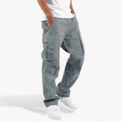 Pantaloni cargo da uomo : Heren Casual Cargobroek van Katoen met Zijzakken en Comfortabele Pasvorm in Grigio van Pantinoshop