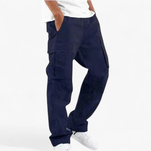 Pantaloni cargo da uomo : Heren Casual Cargobroek van Katoen met Zijzakken en Comfortabele Pasvorm in Donkerblauw van Pantinoshop
