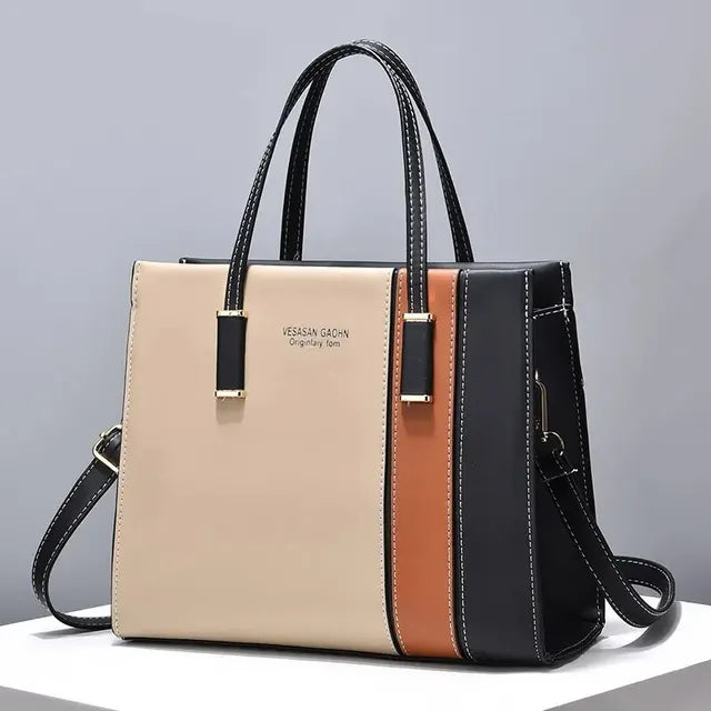 bags : Patchwork Handtas Dames Zwart Roze - Verstelbare Riem - Synthetisch Leer in Zwart en kaki van Pantino