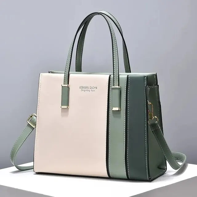 bags : Patchwork Handtas Dames Zwart Roze - Verstelbare Riem - Synthetisch Leer in Groen van Pantino