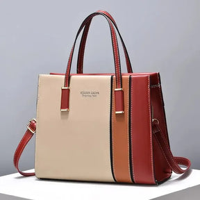 bags : Patchwork Handtas voor Vrouwen met Verstelbare Riem Dames - Zwart en Roze in Rood van Pantino