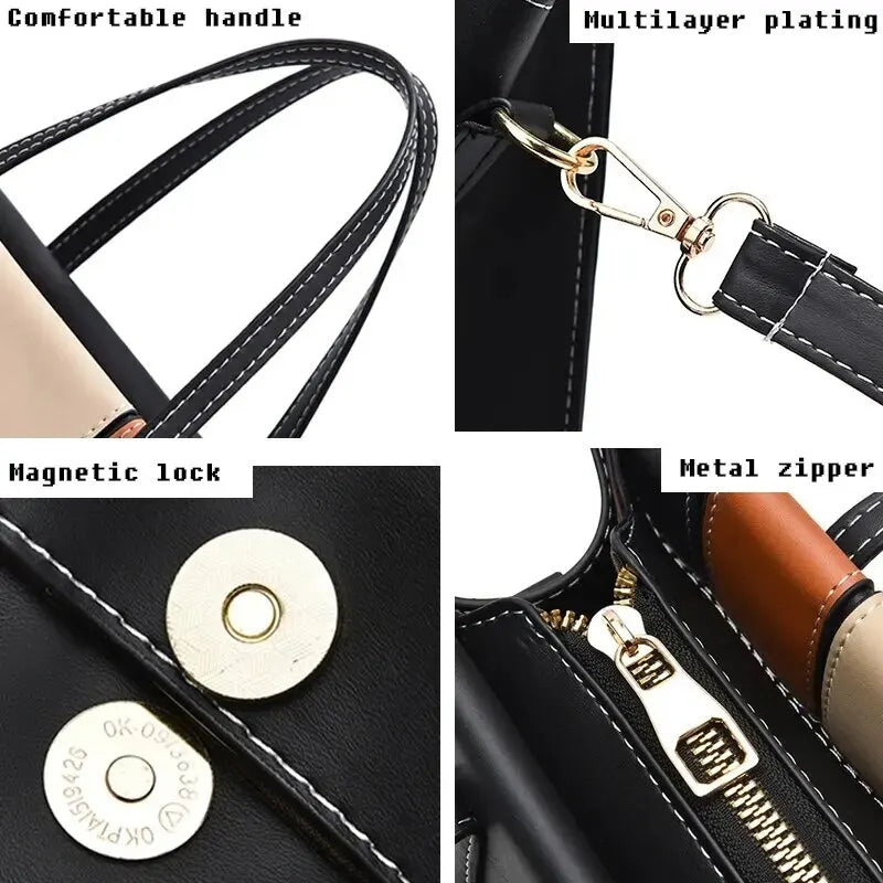bags : Patchwork Handtas voor Vrouwen met Verstelbare Riem Dames - Zwart en Roze in van Pantino