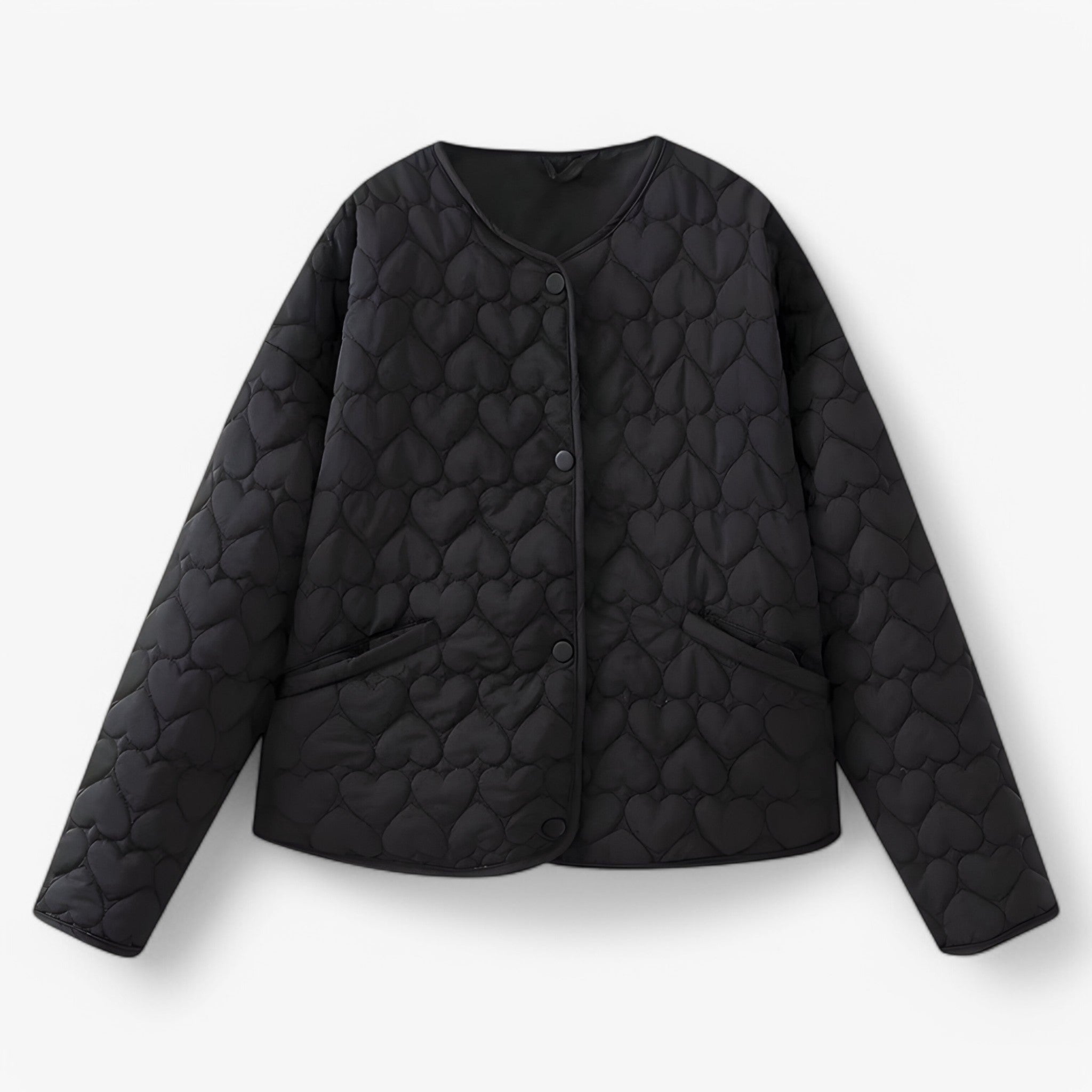Jacket : Jas Dames Zwart - Gequilted Hart - Veelzijdig Comfort voor Herfst/Winter in Zwart van Pantino