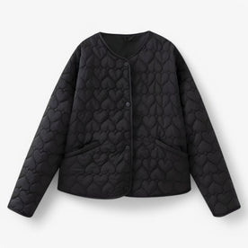 women's jacket : Jas Dames Zwart - Gequilted Hart - Veelzijdig Comfort voor Herfst/Winter in Zwart van Pantinoshop