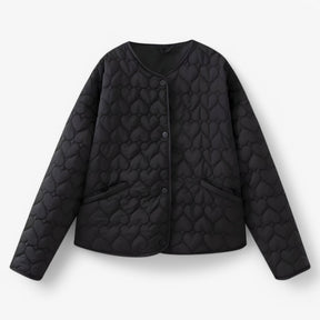 Jacket : Jas Dames Zwart - Gequilted Hart - Veelzijdig Comfort voor Herfst/Winter in Zwart van Pantino
