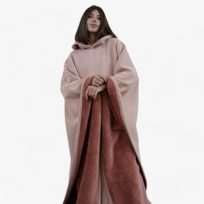 Poncho : Cap Unisex Rozenkwarts - Fleece Poncho met Capuchon - Ultiem Comfort en Stijl in van Pantino