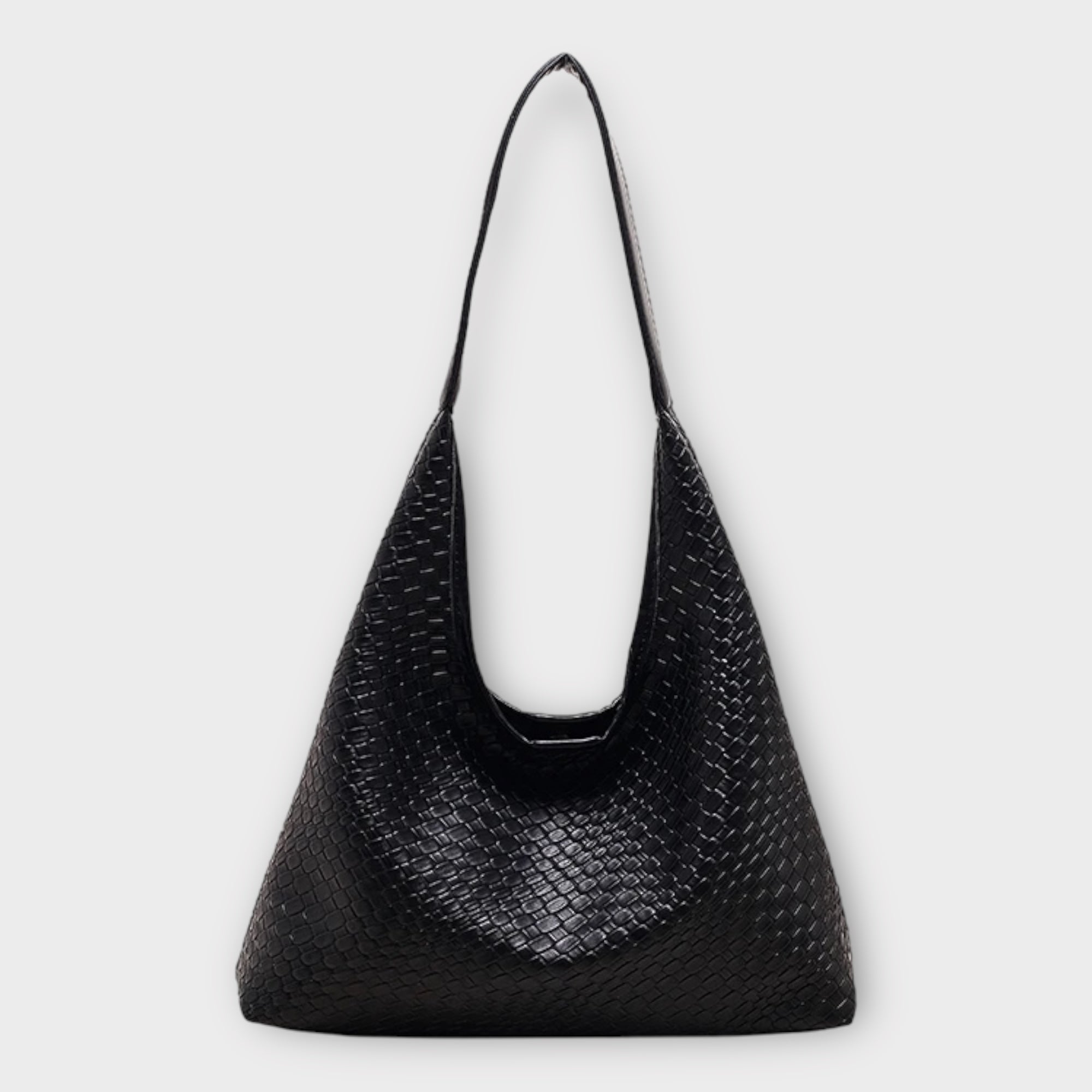 bags : Tote Bag Beige - Woven in Black van Pantino