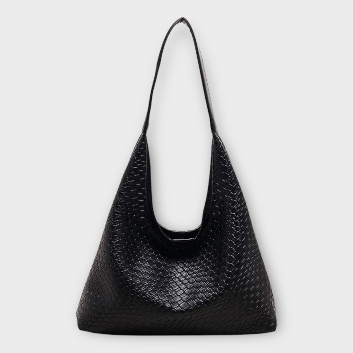 bags : Tote Bag Beige - Woven in Black van Pantino