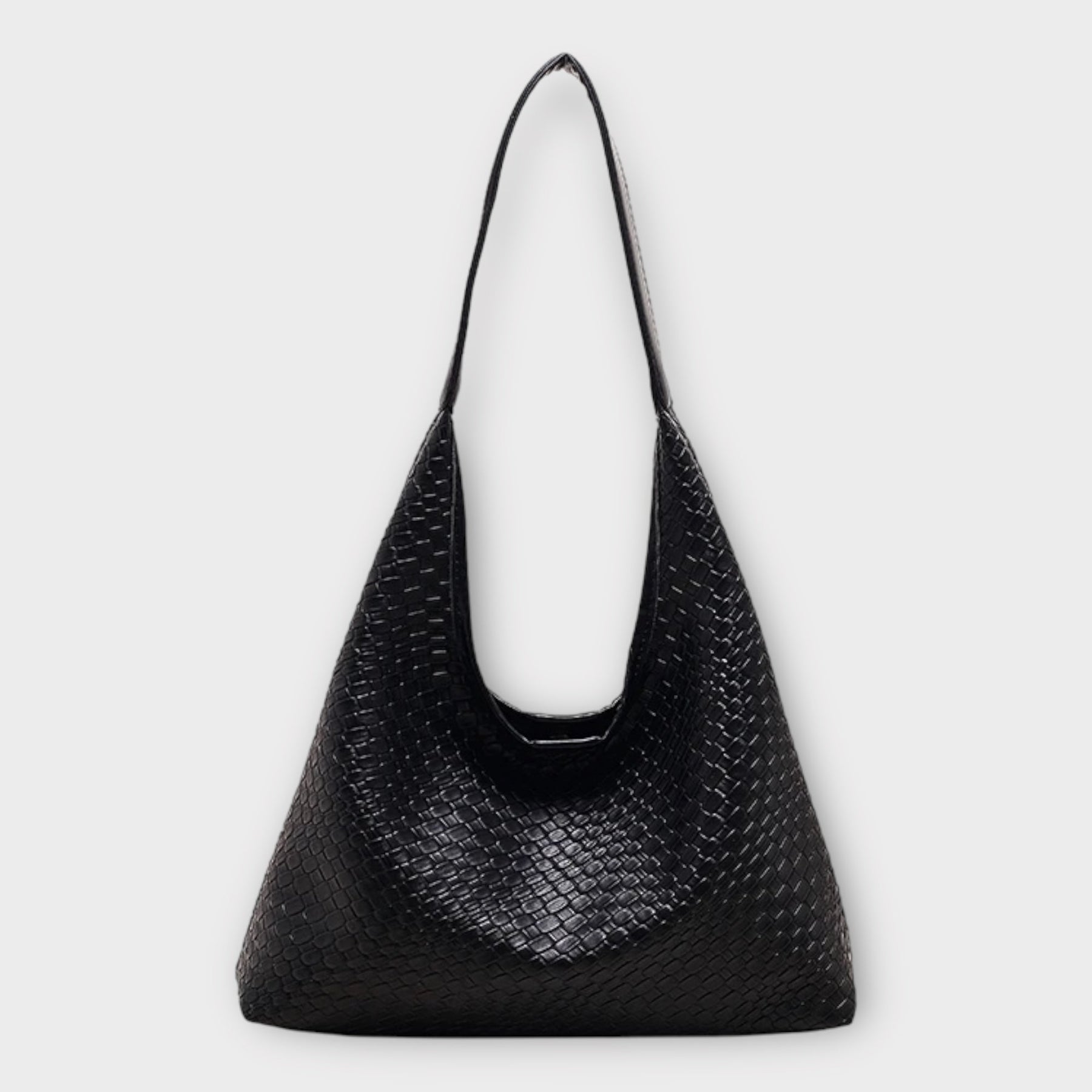 bags : Tote Bag Beige - Woven in Black van Pantino