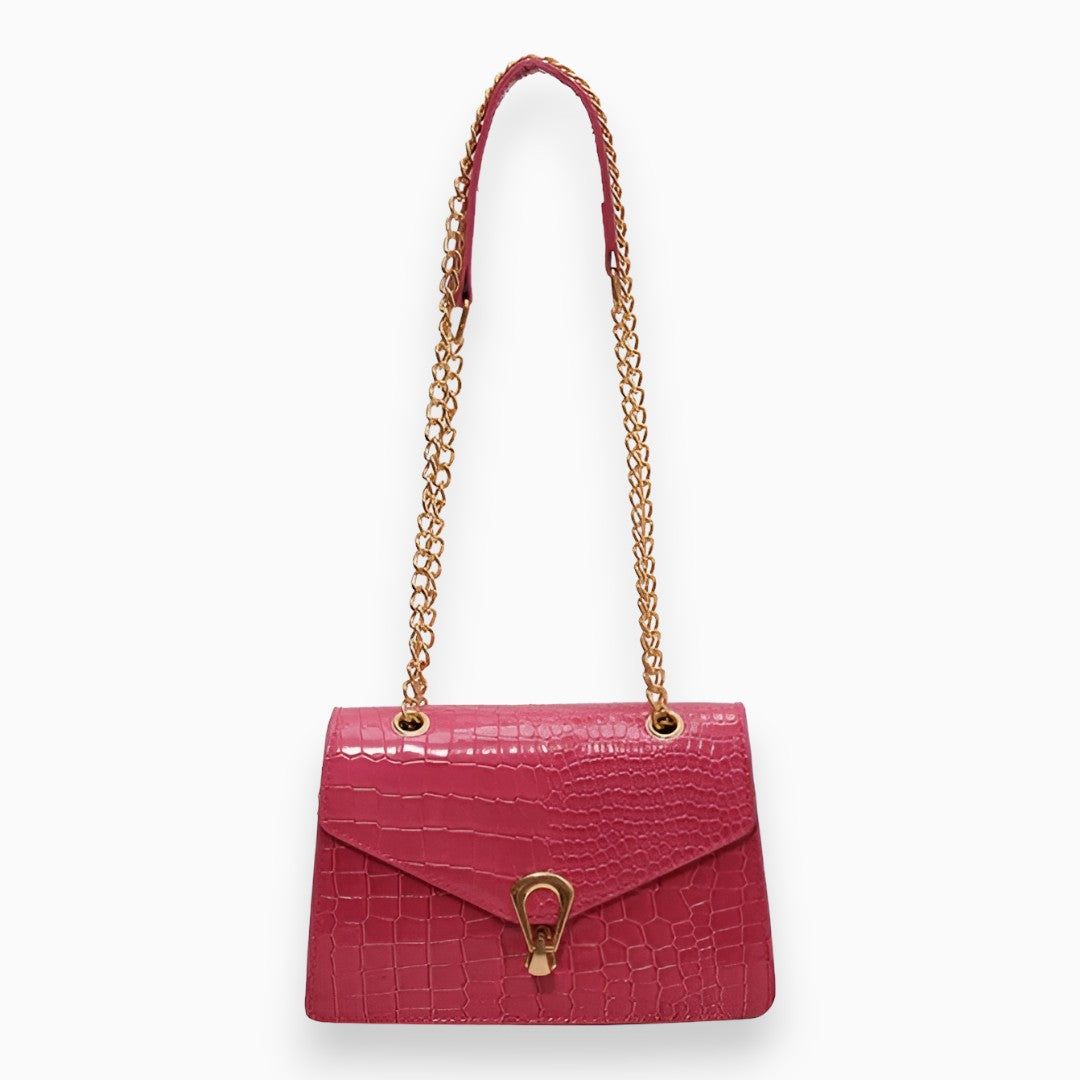 bags : Mini Crossbody Tas Dames Zwart - Elegante Klepsluiting - PU-Leer in Roze van Pantino