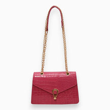bags : Mini Crossbody Tas Dames Zwart - Elegante Klepsluiting - PU-Leer in Roze van Pantino