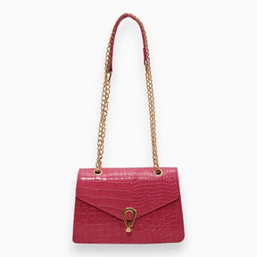 bags : Mini Crossbody Tas Dames Zwart - Elegante Klepsluiting - PU-Leer in Roze van Pantino