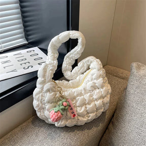 bags : Schoudertas Beige - Cloud Quilt Geplooide in Beige 29x20x12cm van Pantino