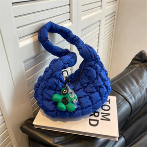 bags : Schoudertas Beige - Cloud Quilt Geplooide in Blauw 29x20x12cm van Pantino