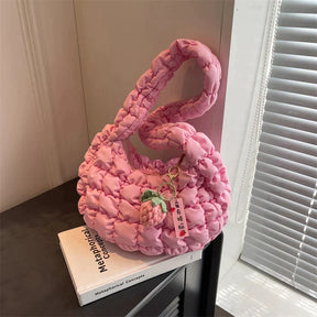bags : Schoudertas Beige - Cloud Quilt Geplooide in Roze 29x20x12cm van Pantino