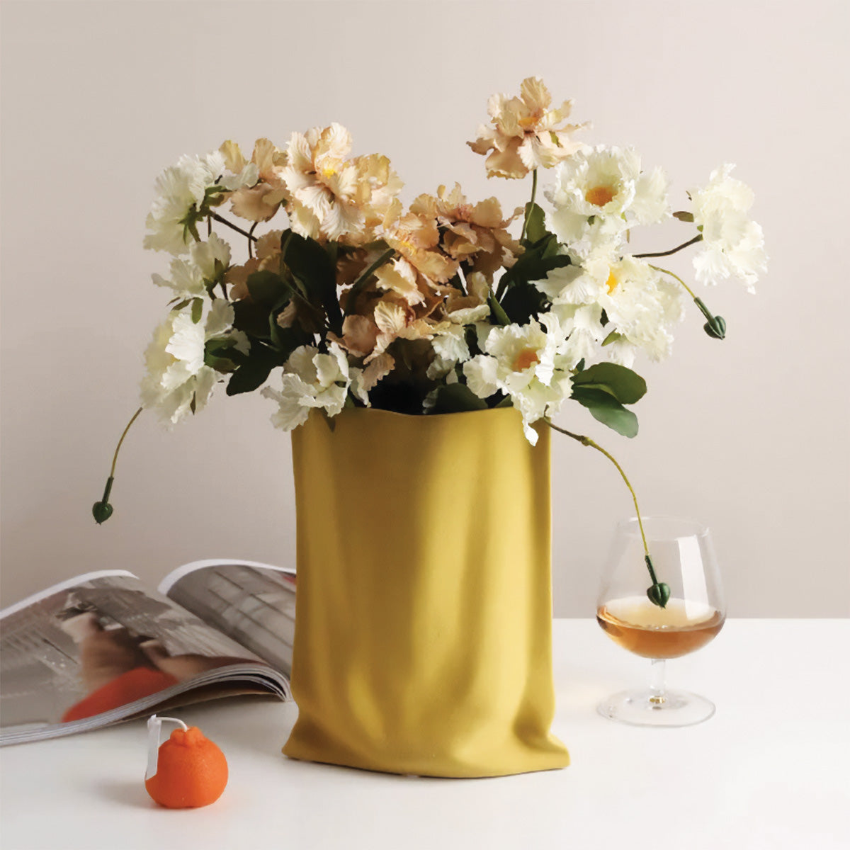 home & garden : Omzoomd Boeket - Eigentijdse Decoratie, Perfect voor Elke Kamer - Wit in van Pantino
