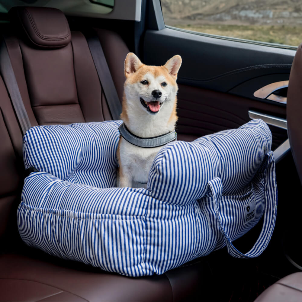 pets : Honden Auto Mand Gestreepte Heren - Luxe & Comfortabele Autostoel voor Honden in van Pantino
