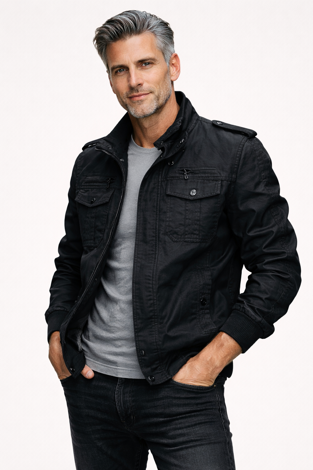 Fleece Jacket : Heren Fleecejack met Windbescherming - Zwart in van Pantino
