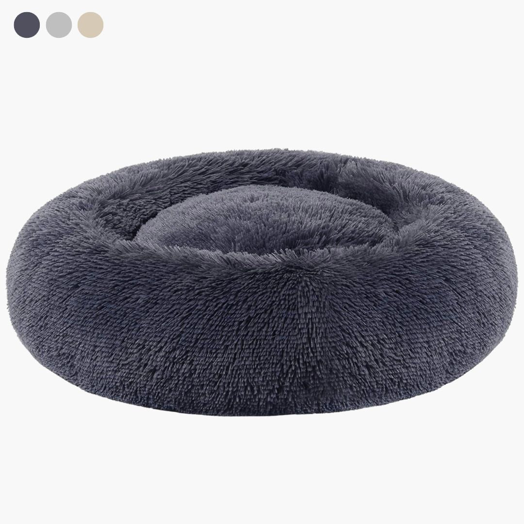pets : Hondenbed Donut - Knus Comfortabel Zacht - Pluche in Donkergrijs van Pantino