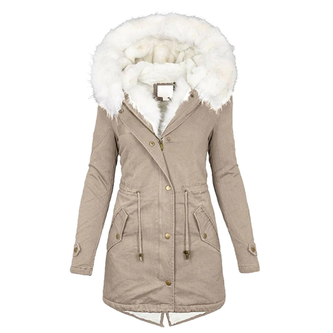 Jacket : Winterjas Dames - Elegante en Gevoerde in Kaki van Pantino