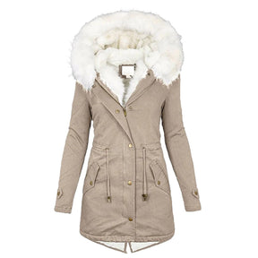 Jacket : Winterjas Dames - Elegante en Gevoerde in Kaki van Pantino