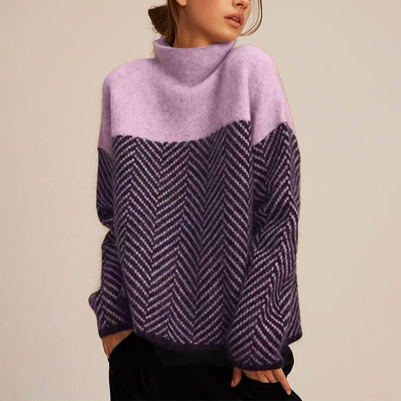 Autumn Collection : Pull Femme Doux Col Roulé en Maille Fine pour Hiver Élégant et Chaud in Mauve van Pantino