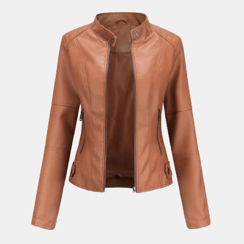 Jacket : Jack Zwart - Audace - Essentieel Vegan Leren in Lichtbruin van Pantino
