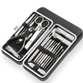 Nagelknipperset Zwart 19-Delig - Professionele RVS Manicure - RVS