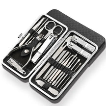 Nail Clipper Set : Nagelknipperset Zwart 19-Delig - Professionele RVS Manicure - RVS in Zwart van Pantino