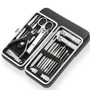 Nail Clipper Set : Nagelknipperset Zwart 19-Delig - Professionele RVS Manicure - RVS in Zwart van Pantino
