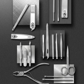 Nail Clipper Set : Nagelknipperset Zwart 19-Delig - Professionele RVS Manicure - RVS in van Pantino