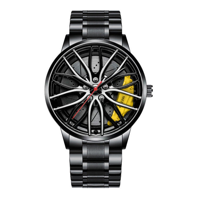 watches : Elegant Racecar Watch - Waar Tijd Wordt Gewaardeerd - Rood in Geel Stijl 1 van Pantino