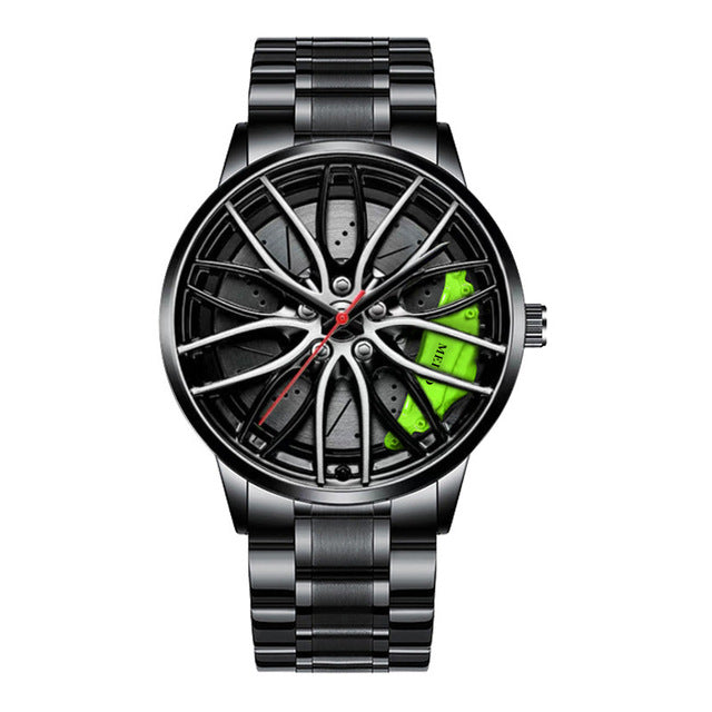 watches : Elegant Racecar Watch - Waar Tijd Wordt Gewaardeerd - Rood in Groen Stijl 1 van Pantino