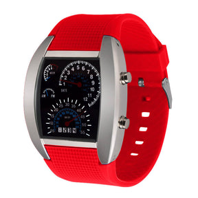 watches : Heren Horloge Zwart-Zilver - LED Snelheidsmeter - Stijlvol & Modern Design in Rood van Pantino