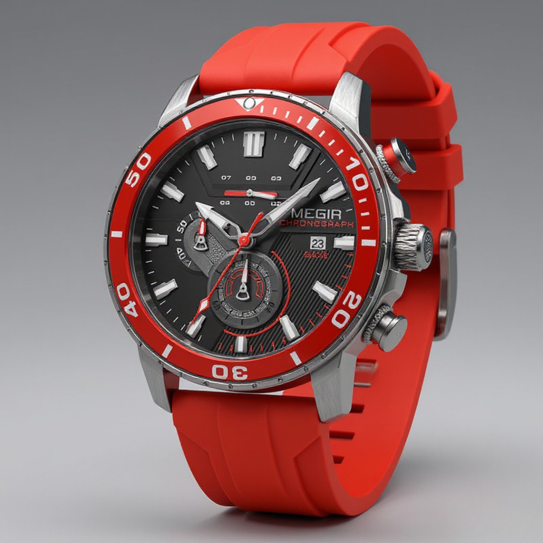 Herenhorloge met chronograaf, keramische lunette en waterdichte band