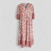 Women Set : Zomerjurk Dames Blauw - Elegante met Bloemenprint in Roze van Pantino
