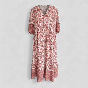 Women Set : Zomerjurk Dames Blauw - Elegante met Bloemenprint in Roze van Pantino