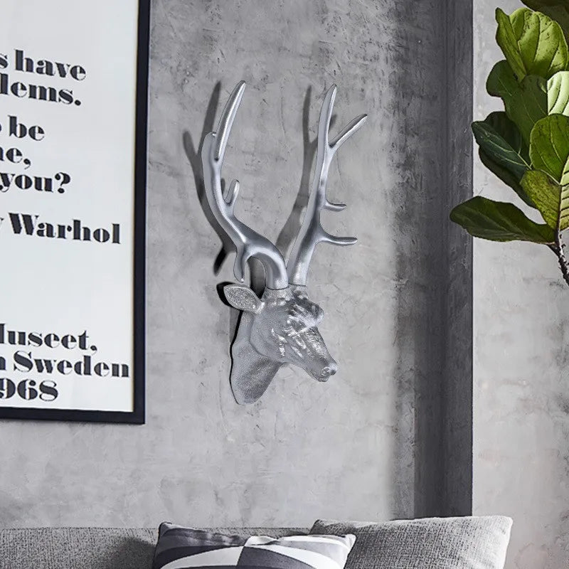 home & garden : Gewei Wanddecoratie Zilver - Rustiek Natuur Interieur - Metaal in van Pantino