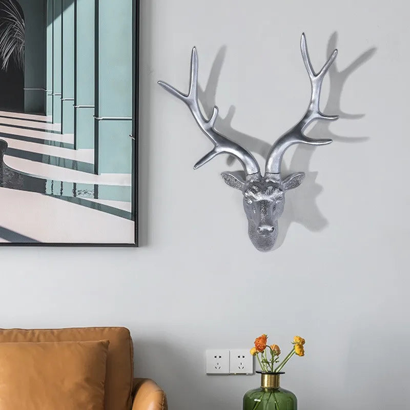 home & garden : Gewei Wanddecoratie Zilver - Rustiek Natuur Interieur - Metaal in van Pantino
