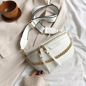 bags : Crossbody Tas Wit - Stijlvolle met Kettingontwerp in Wit van Pantino