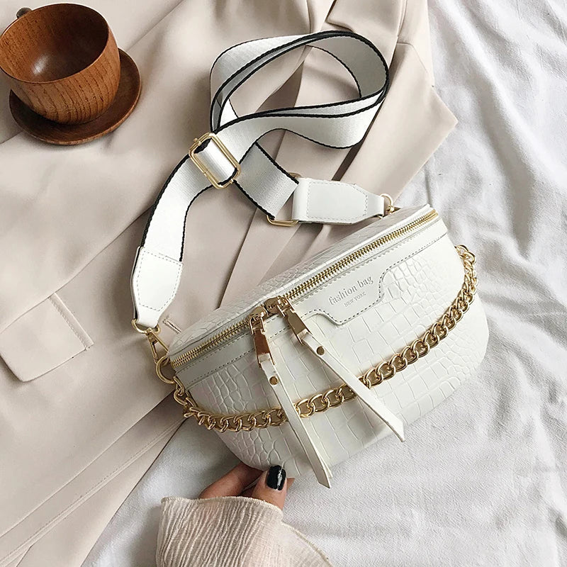 bags : Crossbody Tas Wit - Stijlvolle met Kettingontwerp in Wit van Pantino