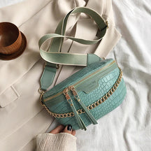 bags : Crossbody Tas Wit - Stijlvolle met Kettingontwerp in Groen van Pantino