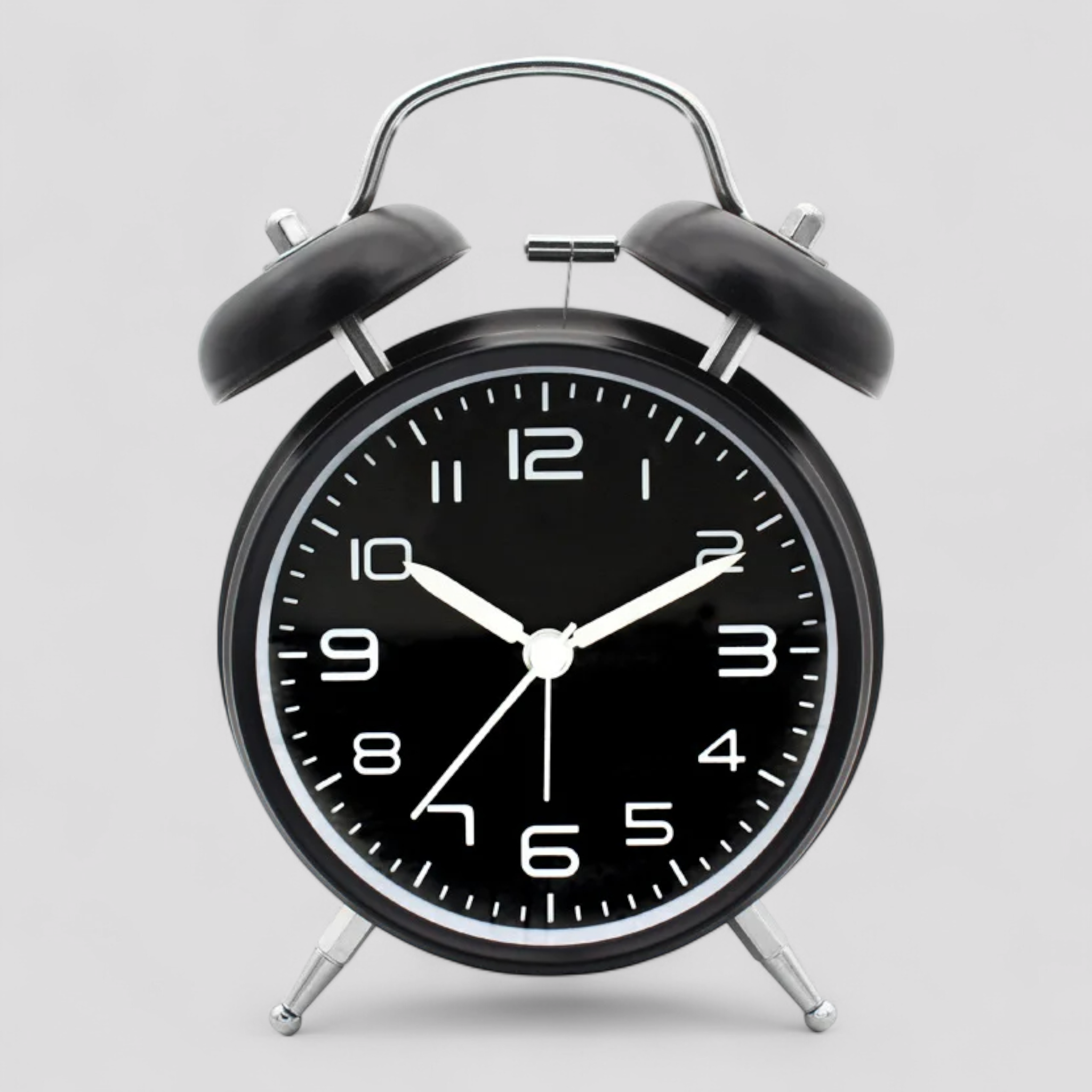 Horloges : Wekker Retro Metaal Lichtgevend Dubbele Bel - Luid Alarm Stil Premium in Zwart van Pantino