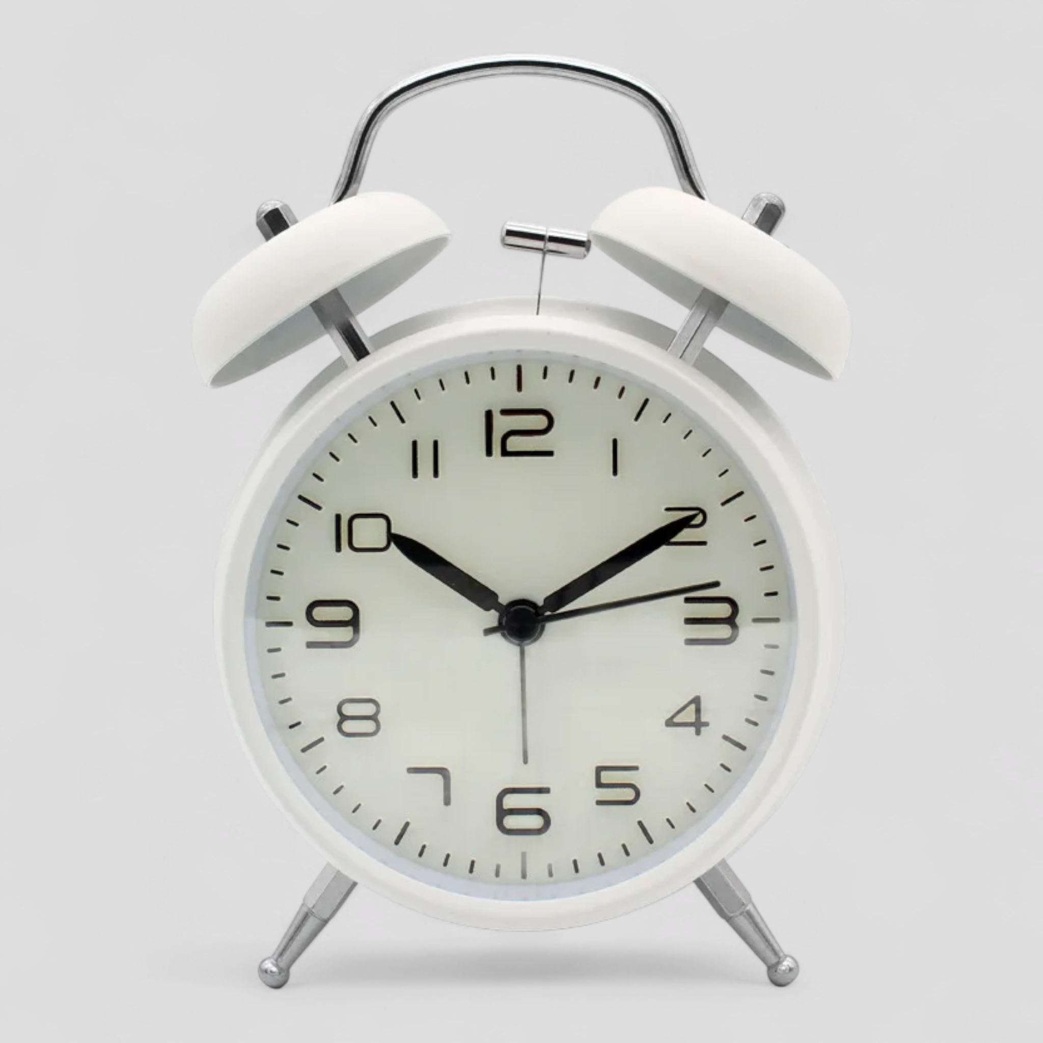 Horloges : Wekker Retro Metaal Lichtgevend Dubbele Bel - Luid Alarm Stil Premium in Wit van Pantino