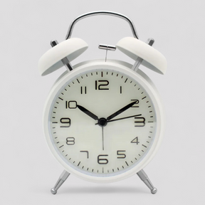 Horloges : Wekker Retro Metaal Lichtgevend Dubbele Bel - Luid Alarm Stil Premium in Wit van Pantino