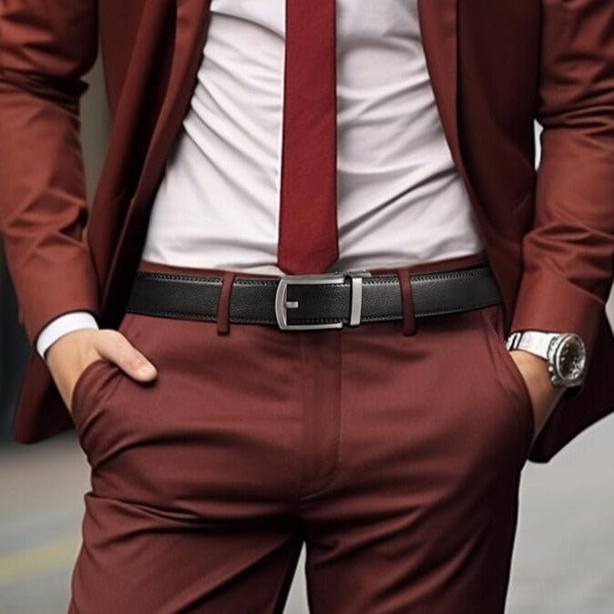 Men's Belt : Cintura Uomo Senza Buchi Regolabile in Pelle Nera - Misura Unica in van Pantino