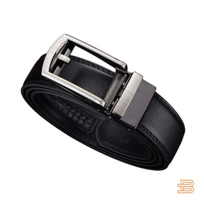Men's Belt : Cintura Uomo Senza Buchi Regolabile in Pelle Nera - Misura Unica in Nero TAGLIA UNICA van Pantino