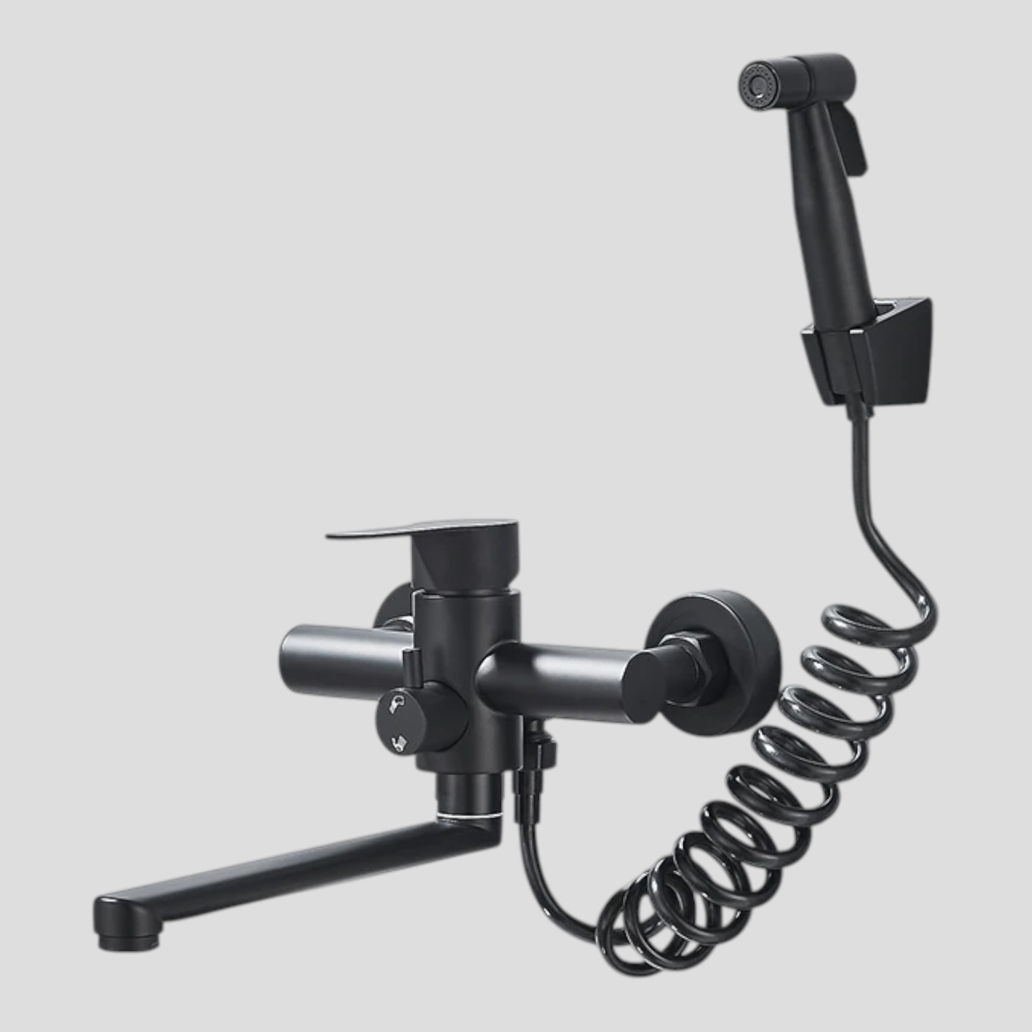 Robinet de cuisine : Rubinetto da Parete da Cucina Girevole 360° Doccetta Acciaio Inossidabile in Noir van Pantino
