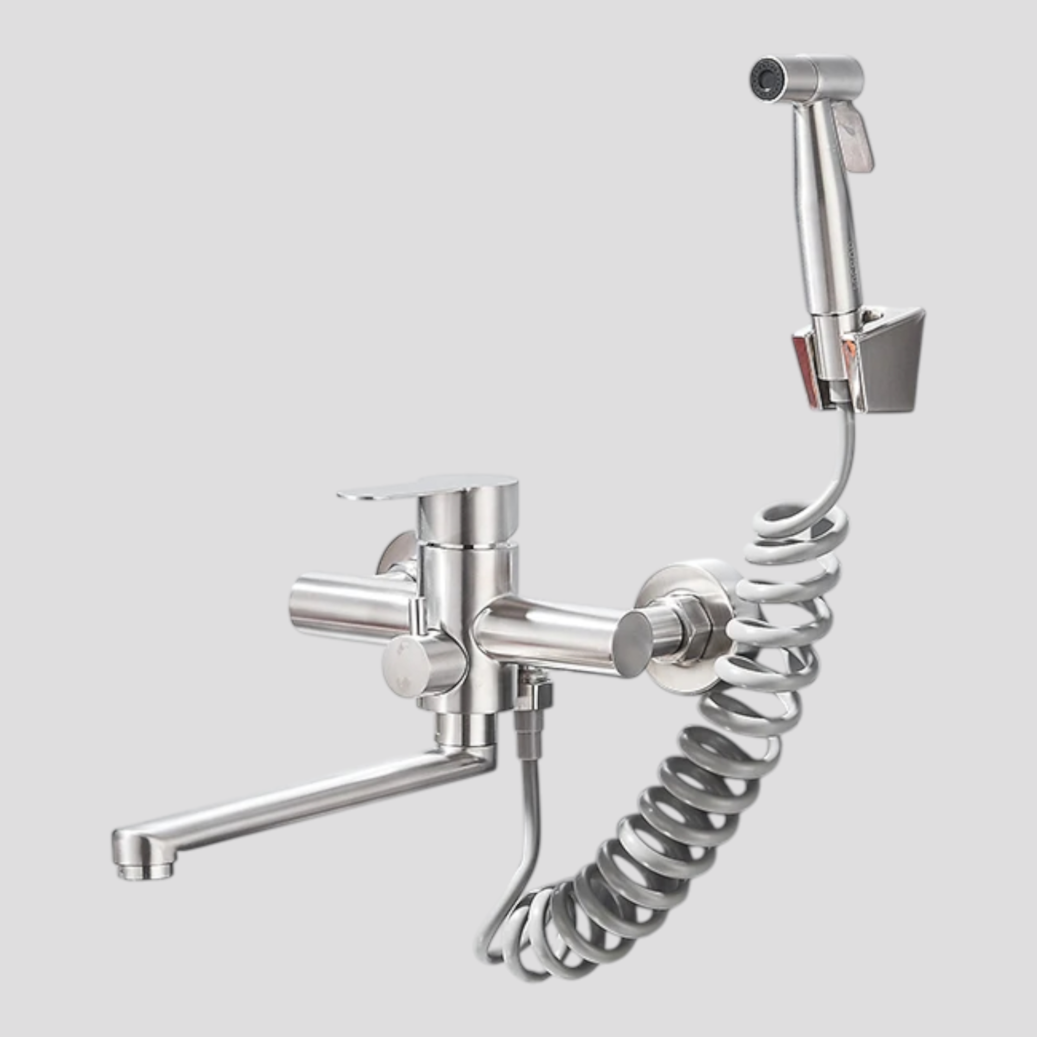 Robinet de cuisine : Rubinetto da Parete da Cucina Girevole 360° Doccetta Acciaio Inossidabile in Argent van Pantino